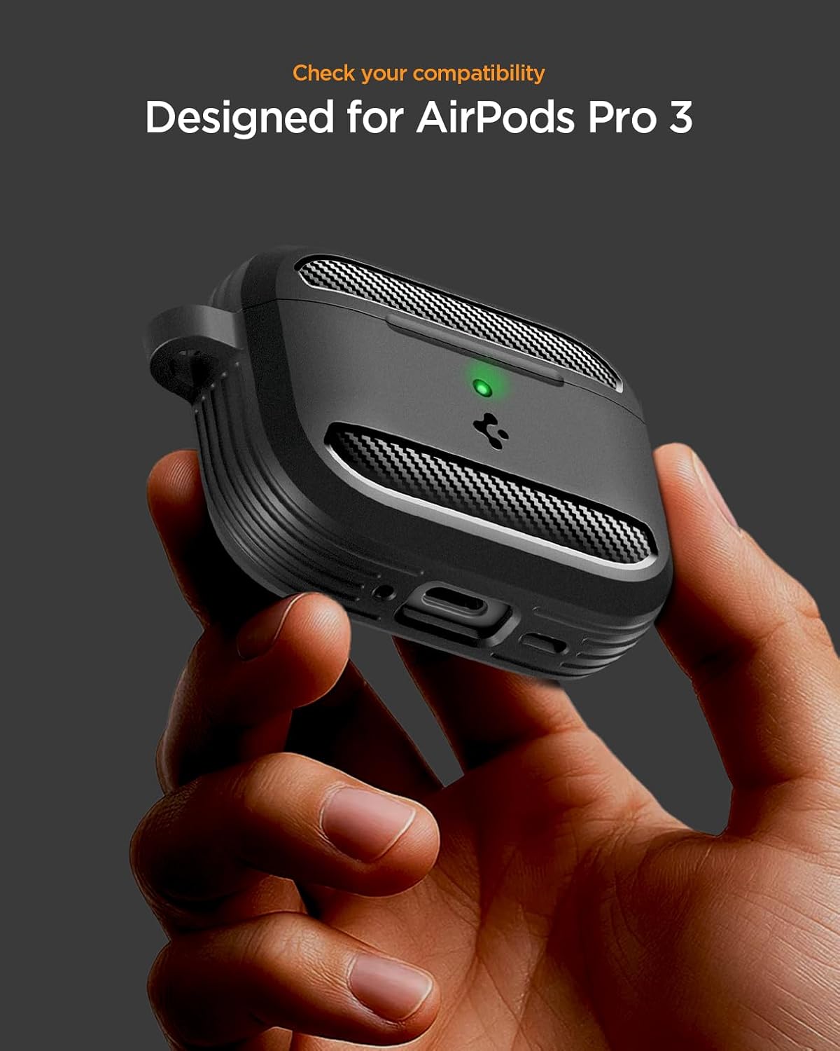 AirPods Pro 3 Case 2025 by Spigen, Rugged Shockproof Cover Black