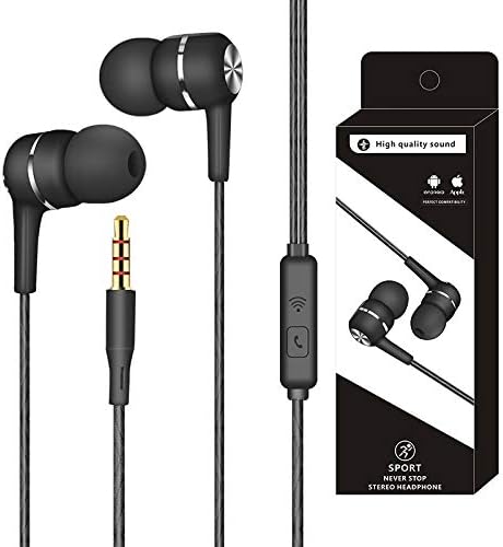 Wired In-Ear Headphones with Mic, 3.5mm Stereo for Android & PC