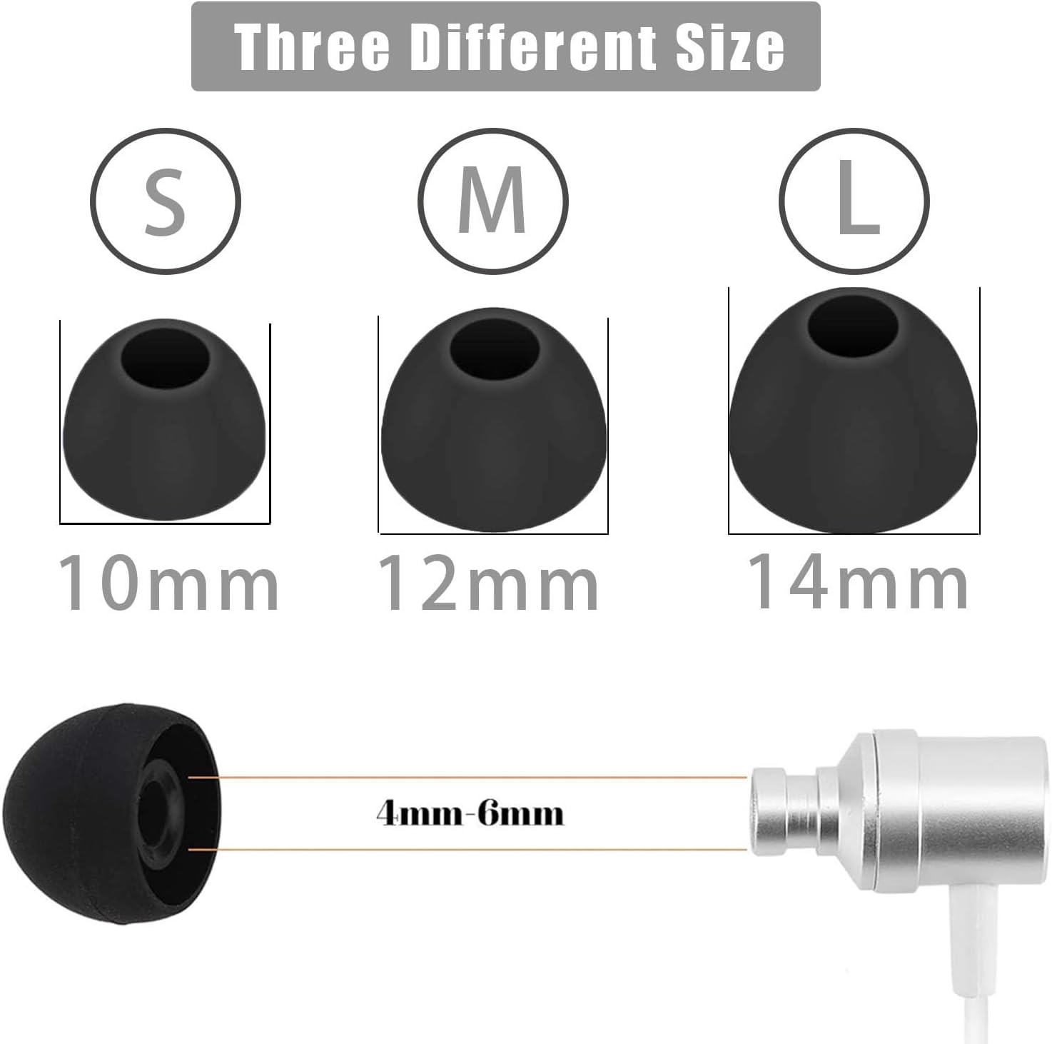 9 Pairs Silicone Earbud Tips S/M/L for 4.5-6mm In-Ear Headphones