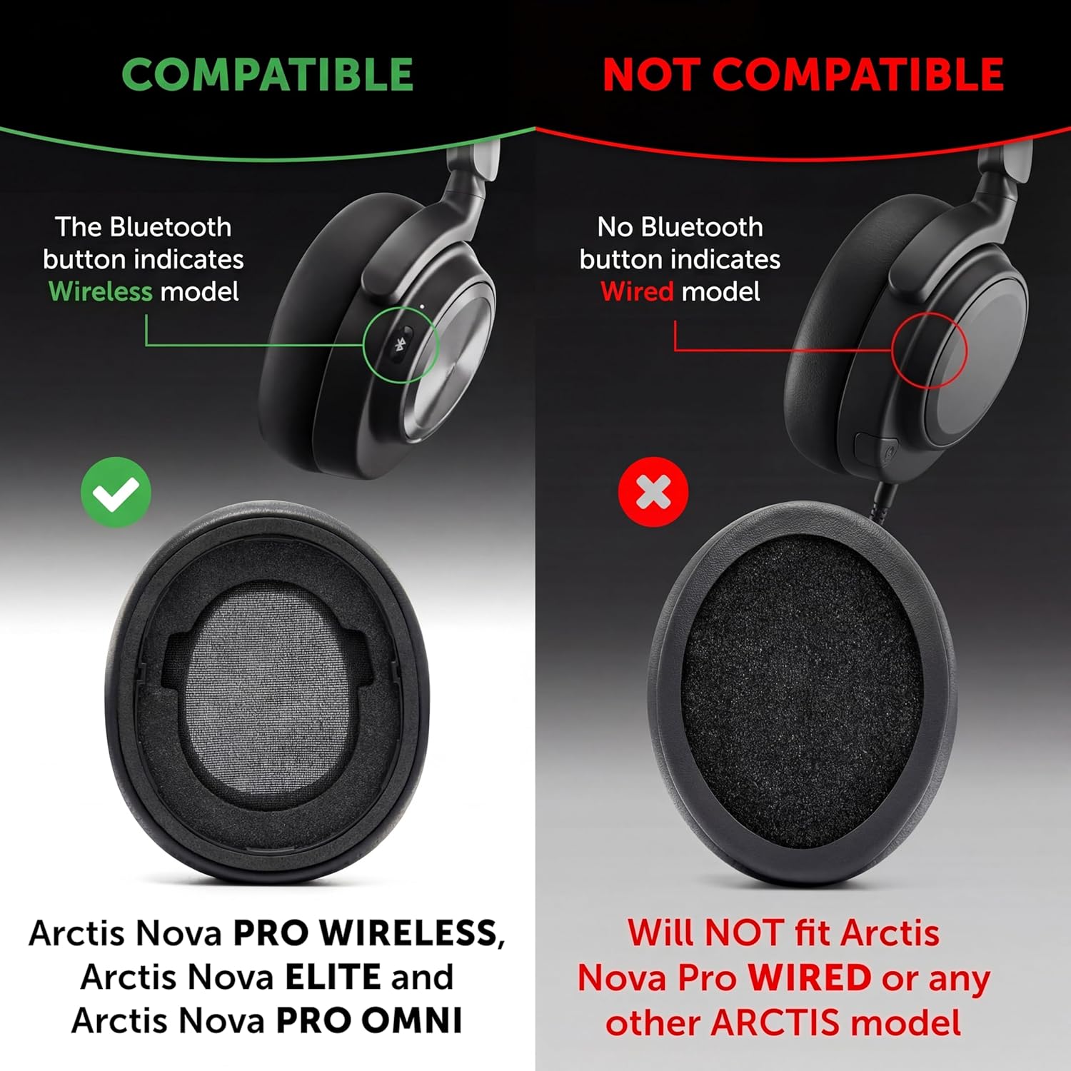 WC Freeze Nova Pro Wireless Cooling Gel Earpads for Arctis Nova Pro Wireless Black