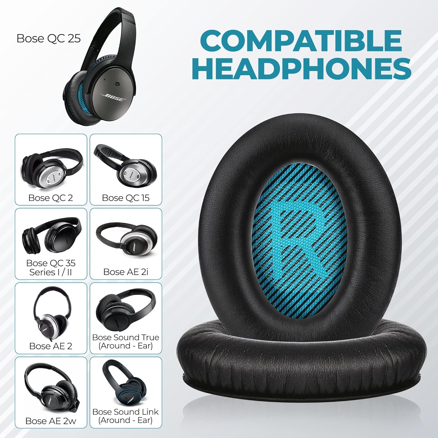 Replacement Earpads for Bose QC15 QC25 QC35 AE2 Headphones Black