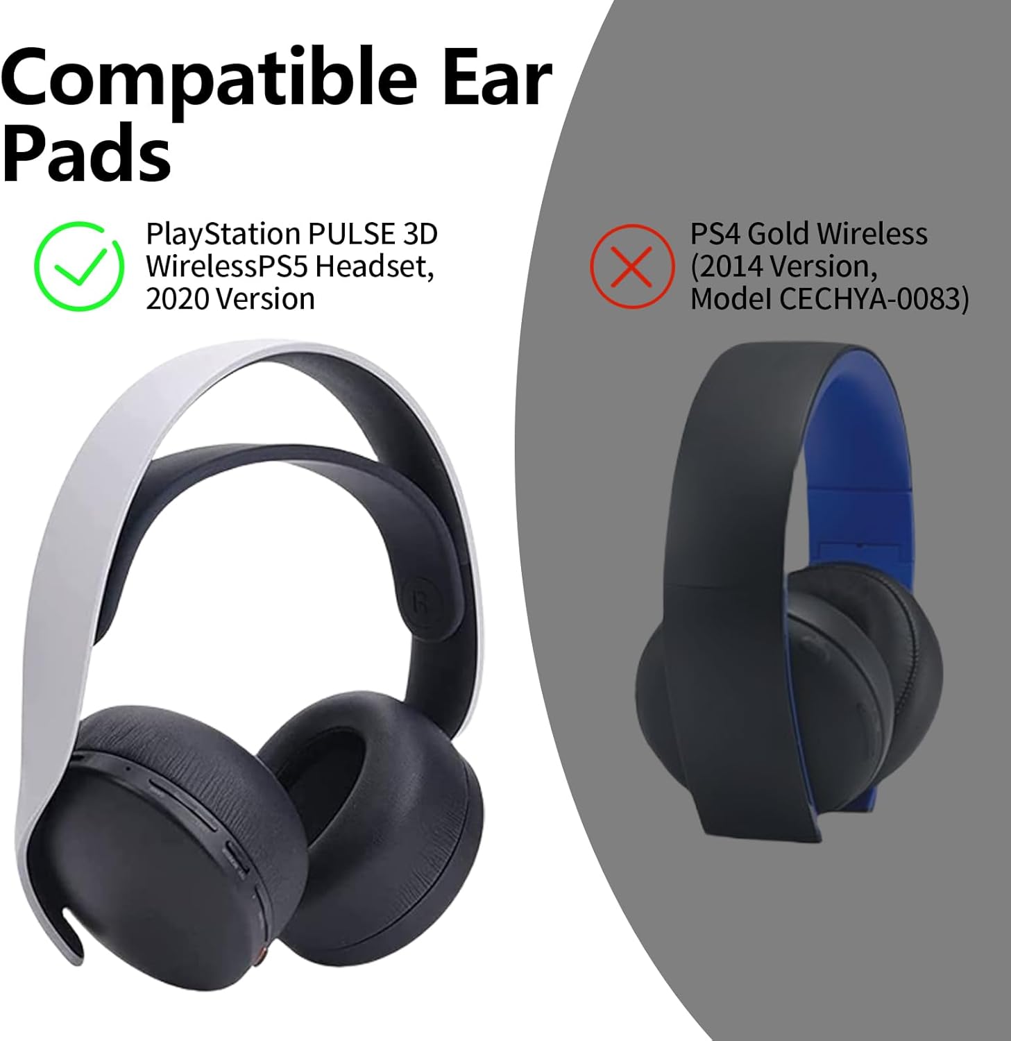 PS5 Pulse 3D Headset Replacement Ear Pads, Protein Leather, Black
