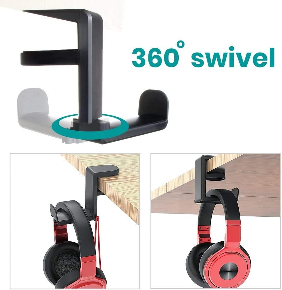 Klearlook 360° Swivel Adjustable Clamp Headphone Stand Holder, Black