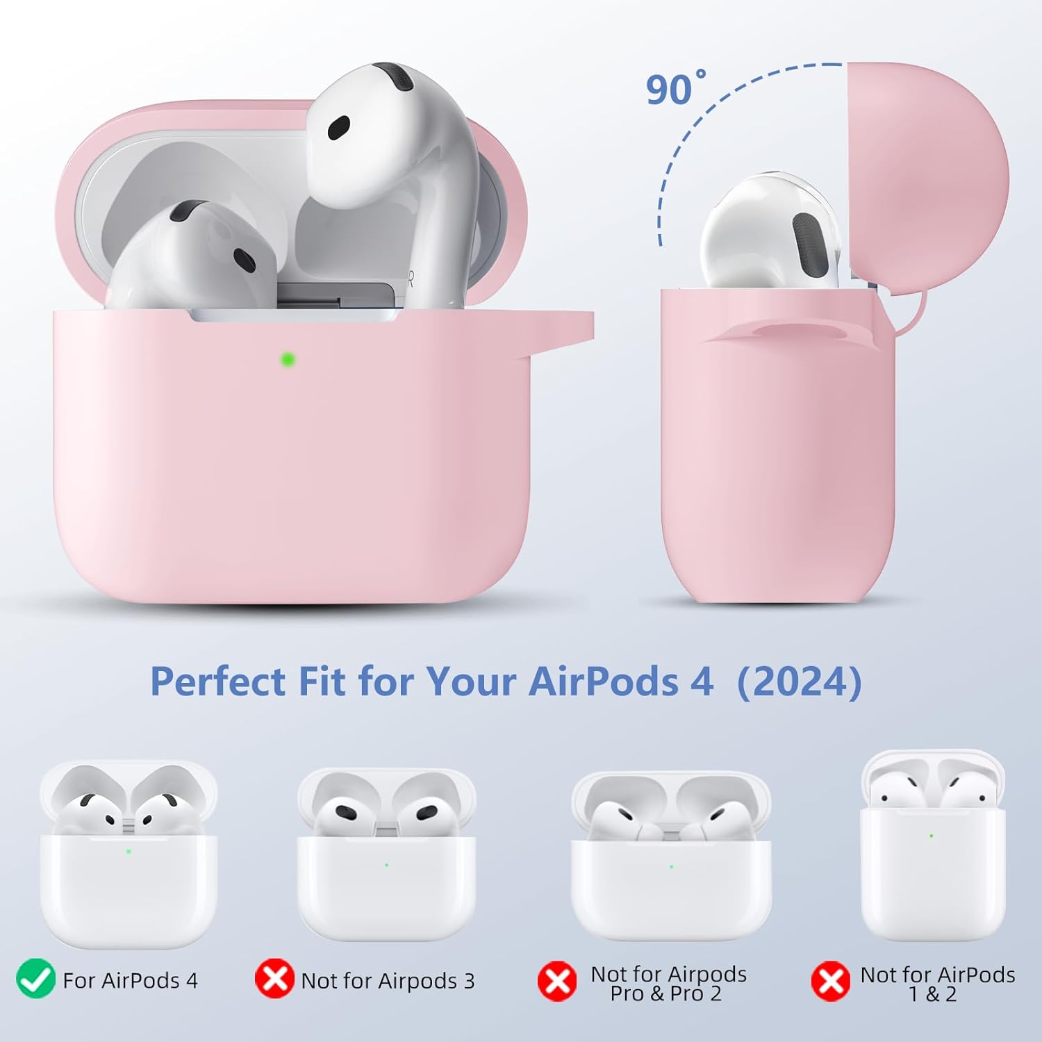 AirPods 4 Silicone Case with Carabiner & Cleaner Kit, Pink