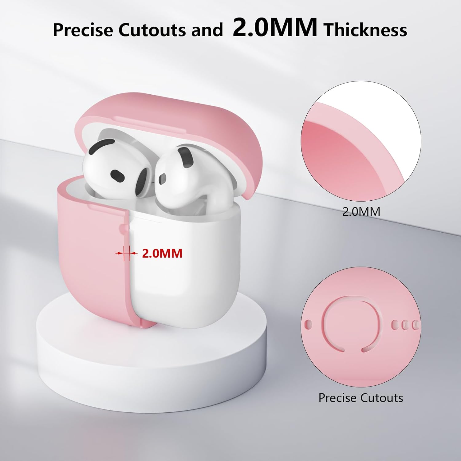 AirPods 4 Silicone Case 2024, LED Visible Cover with Cleaner Pink