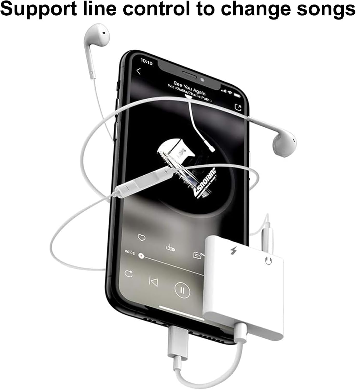 2-in-1 Lightning to 3.5mm Headphone Jack Adapter with Charging Port for iPhone & iPad, MFi Certified Audio Converter, Fast Charging and Hi-Fi Sound Support