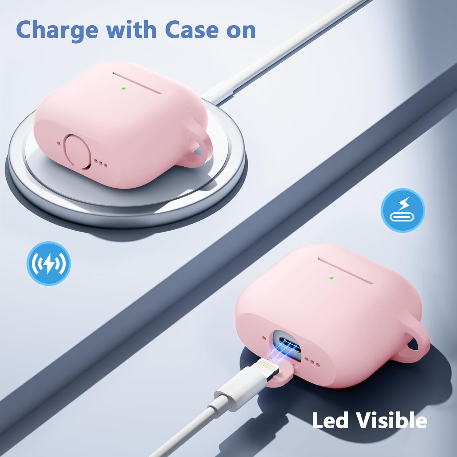 AirPods 4 Silicone Case with Carabiner & Cleaner Kit, Pink