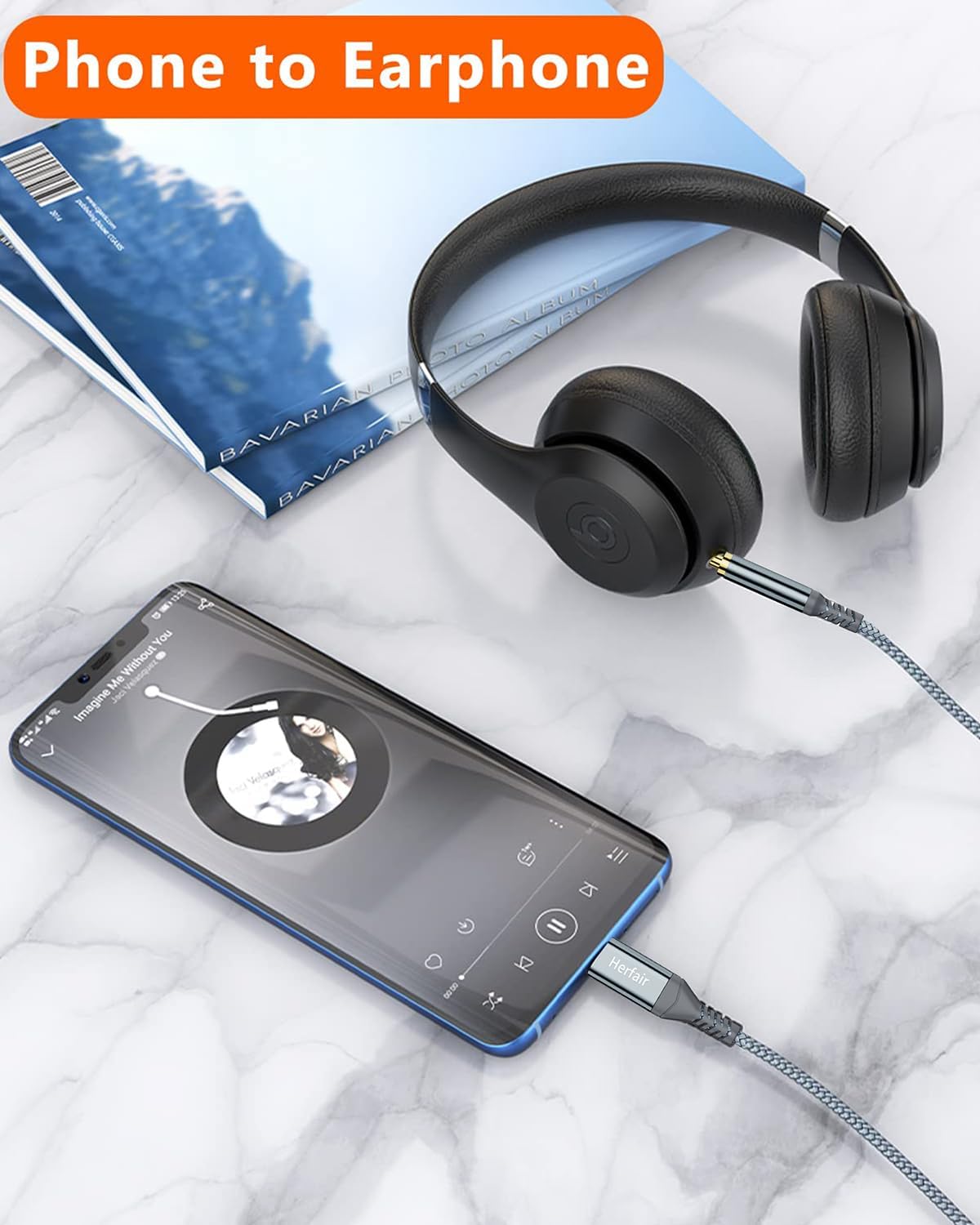 Premium USB-C to 3.5mm AUX Audio Cable 1.2M for Car Stereo, Headphones, Speakers & Smartphones Compatible with Galaxy, iPad & Huawei