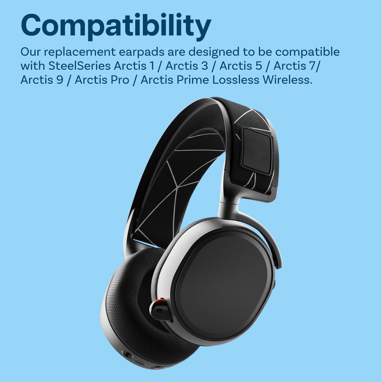 MMOBIEL Ear Pads for SteelSeries Arctis 1/3/5/7/9 Pro Prime Black