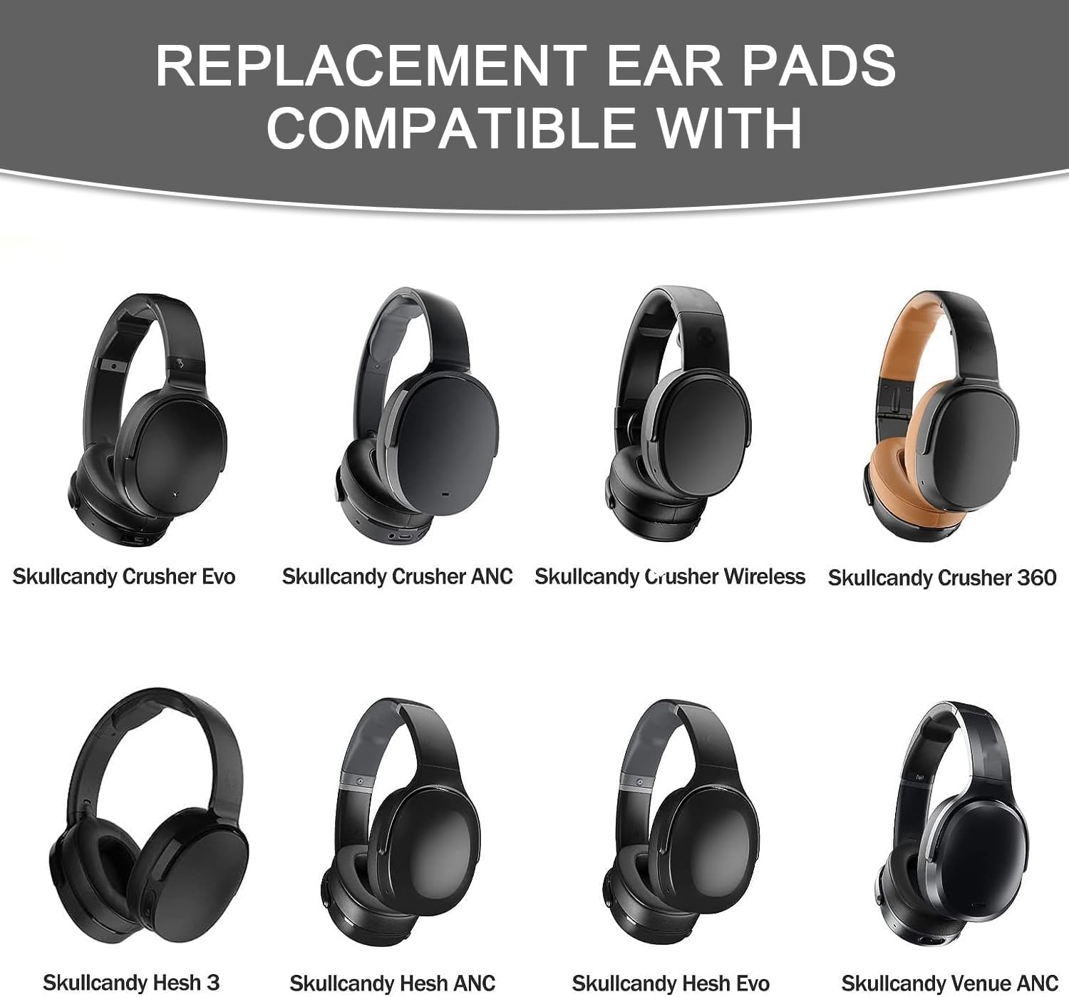 Replacement Ear Pads for Skullcandy Crusher/Evo/ANC Hesh 3, Black