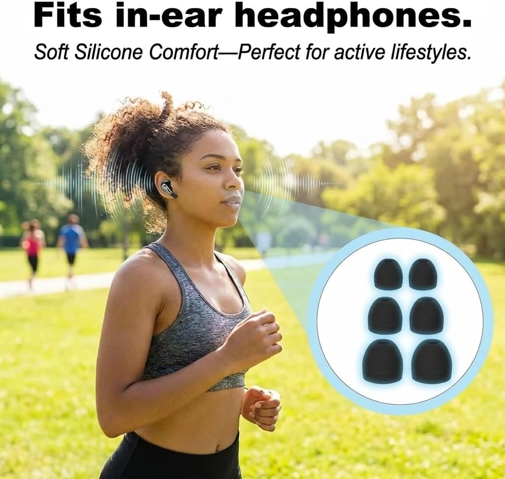 9 Pairs Silicone Replacement Earbud Tips S/M/L for In-Ear Headphones