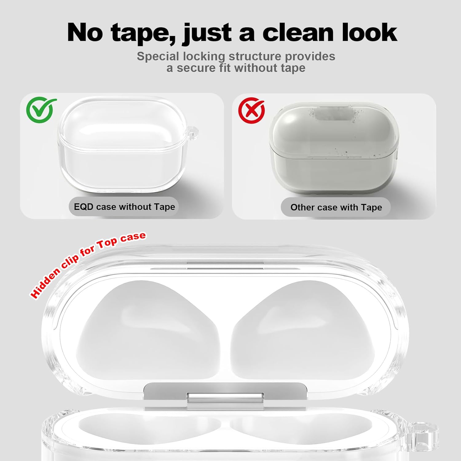 EQD AirPods 4 Case Clear Shockproof Wireless Charging Cover White