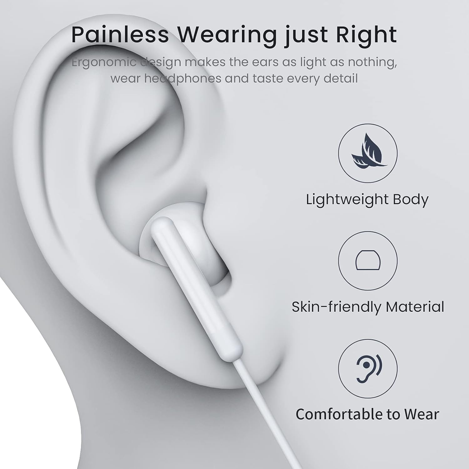 USB-C Earbuds with Mic & Volume Control for iPhone & Samsung