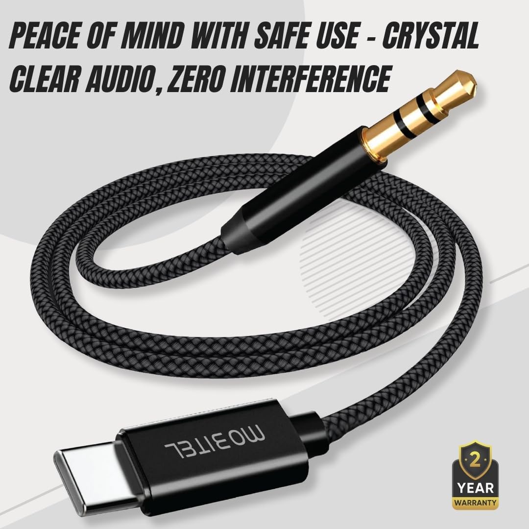 USB-C to 3.5mm Audio Cable 1M Car Stereo iPhone Samsung iPad MacBook