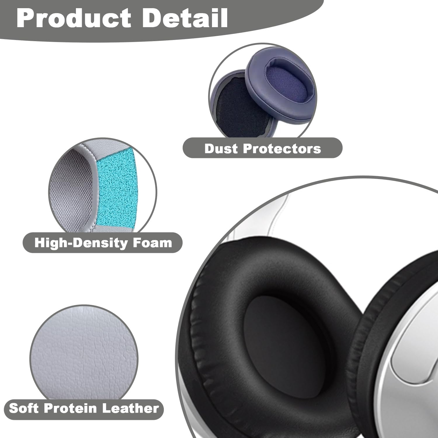 Replacement Ear Pads for Skullcandy Crusher/Evo/ANC Hesh 3, Black