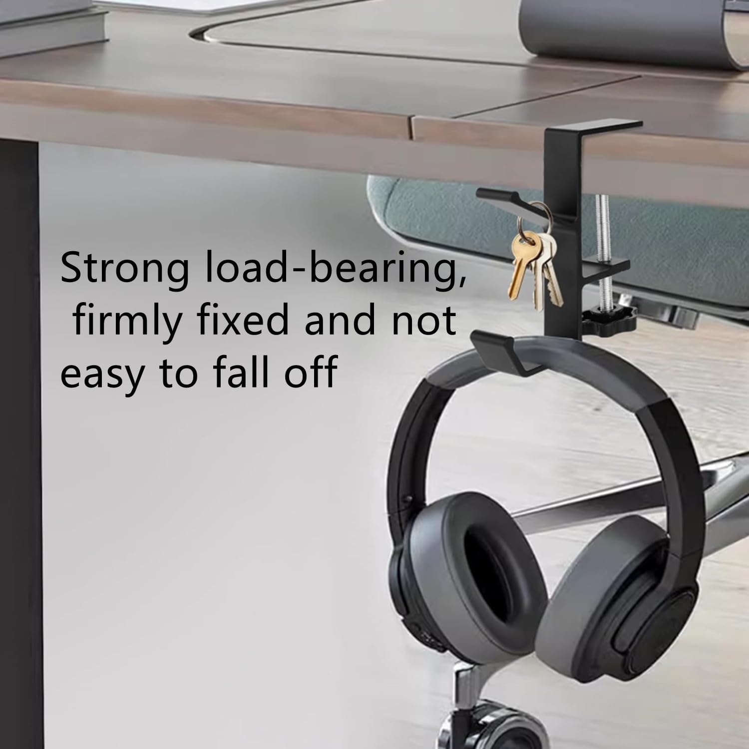 Gaming Headset Hook Mount Universal Aluminum Under Desk Clamp, Black