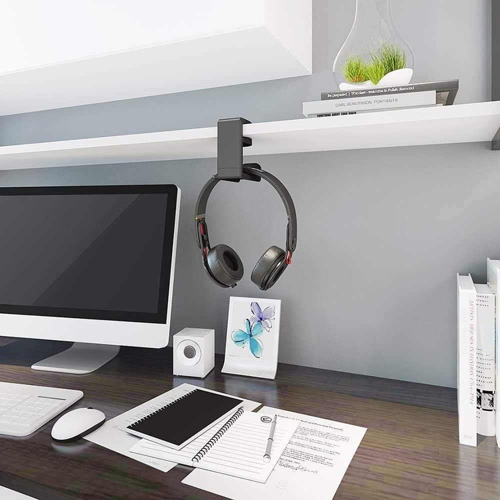 Klearlook 360° Swivel Adjustable Clamp Headphone Stand Holder, Black