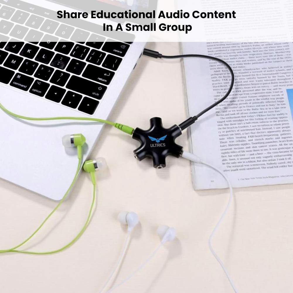 ULTRICS 5-Way Headphone Splitter, 3.5mm Audio Sharing Adapter
