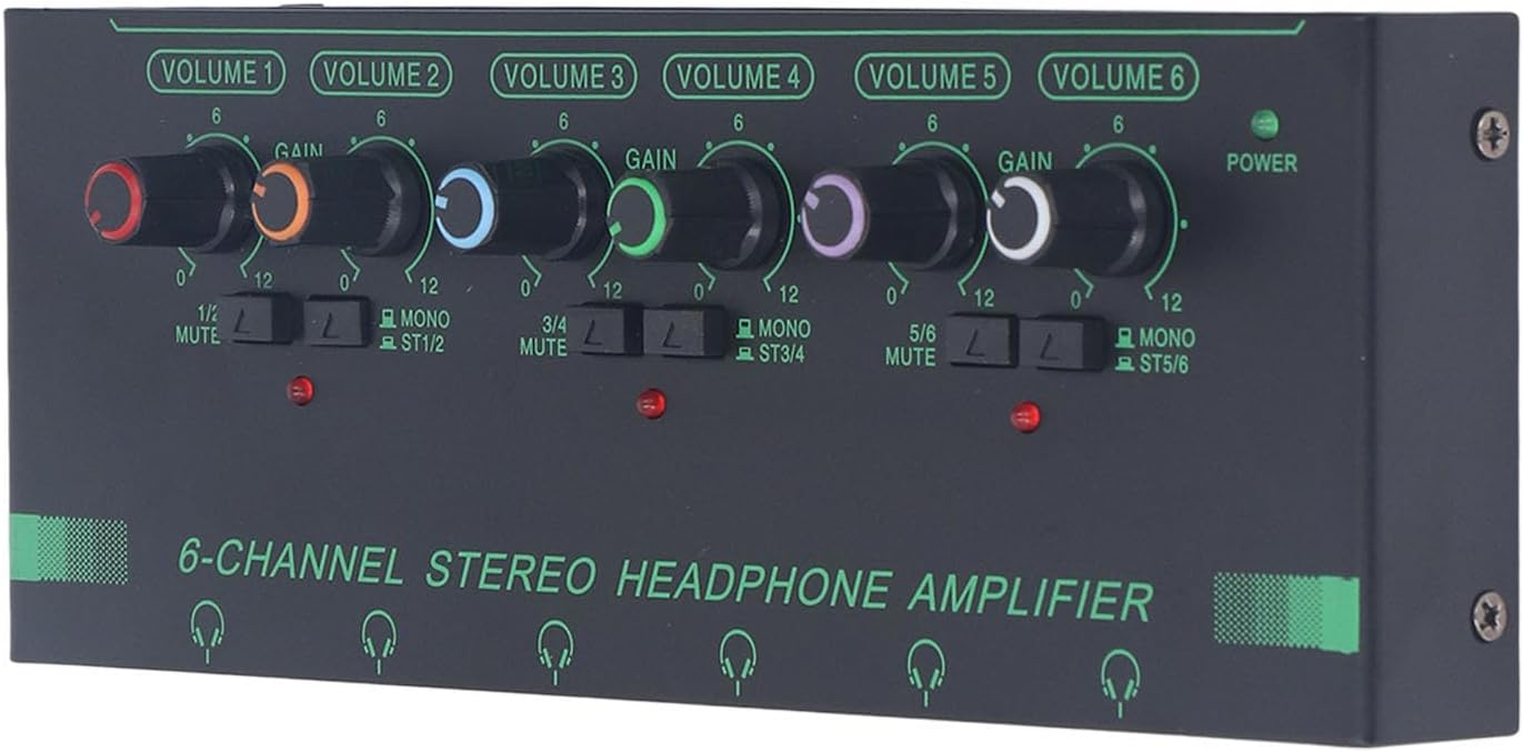 6-Channel Headphone Amplifier with 3.5mm & 6.35mm Jacks