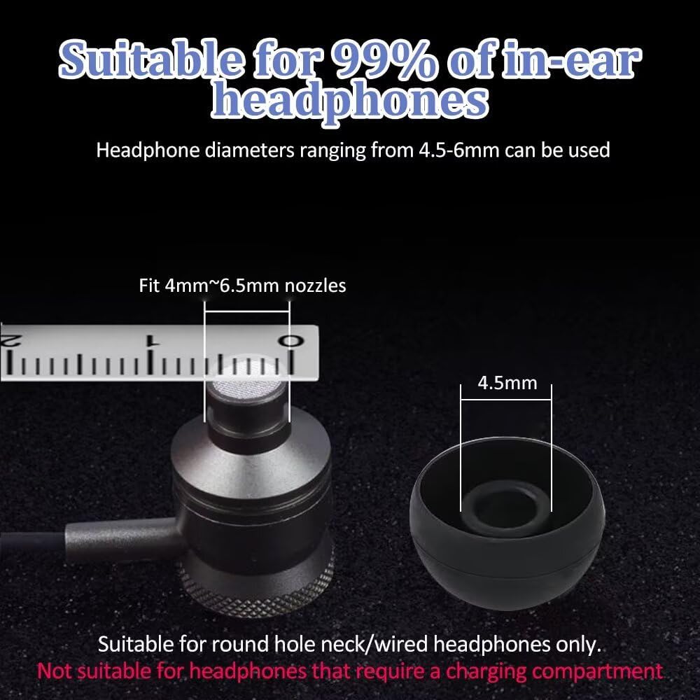 WR6 Replacement Earbud Tips Silicone Earphone Buds S/M/L Black White