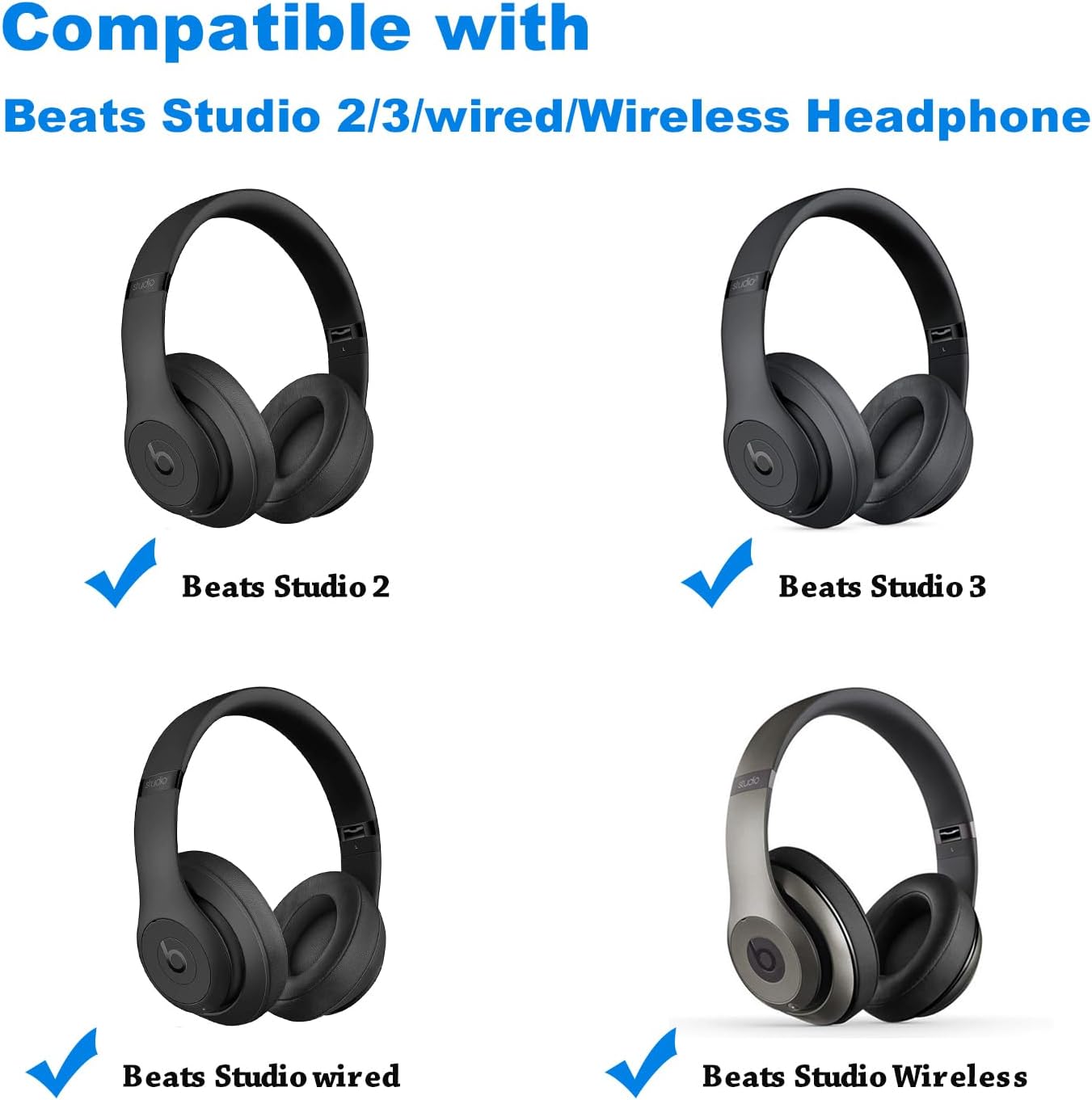 Dream Beats Studio 3 Replacement Ear Pads Memory Foam Black