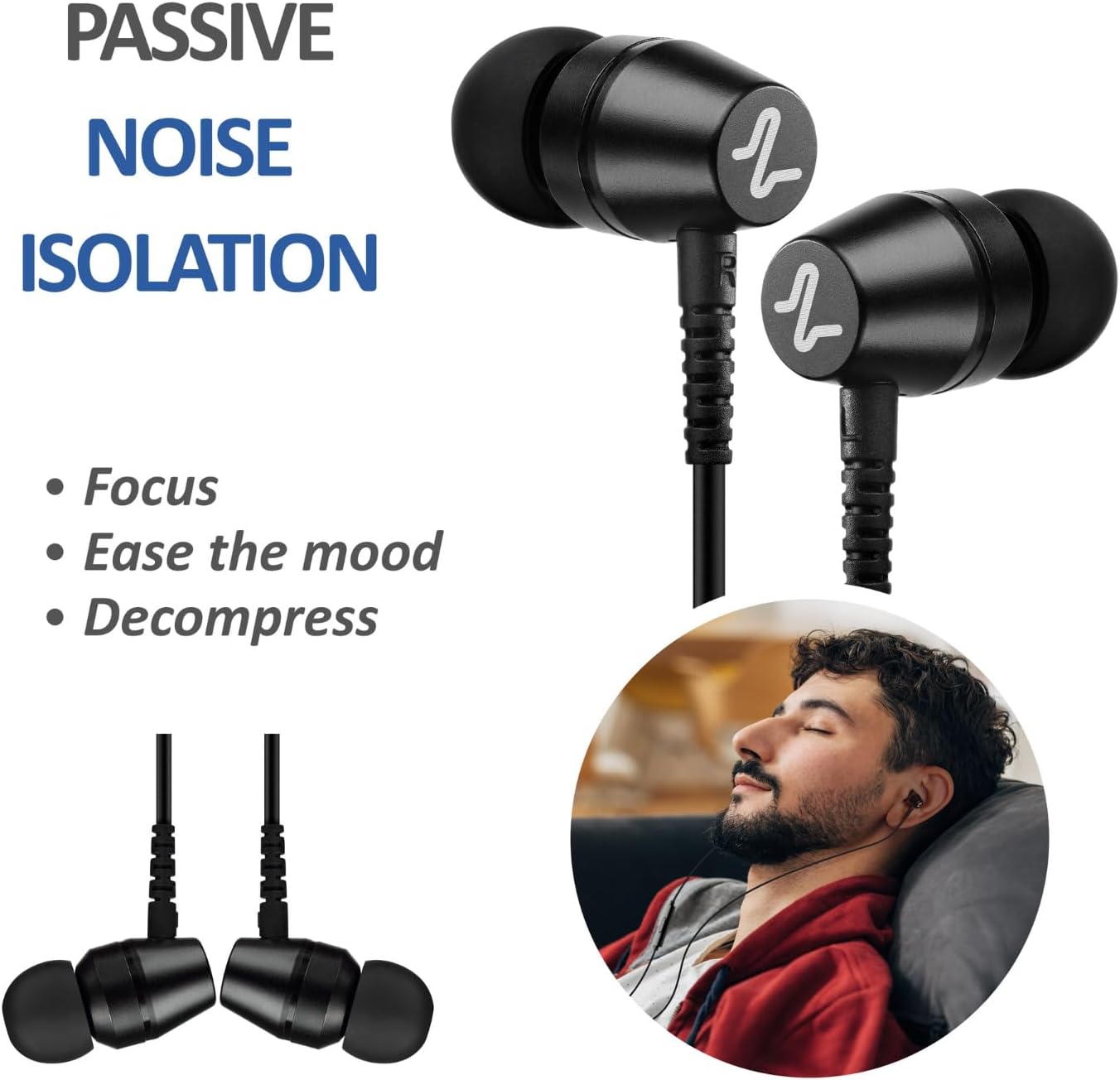Ludos OMNITONE Wired Earbuds with Mic | Noise Isolating 3.5mm Jack, 5Y