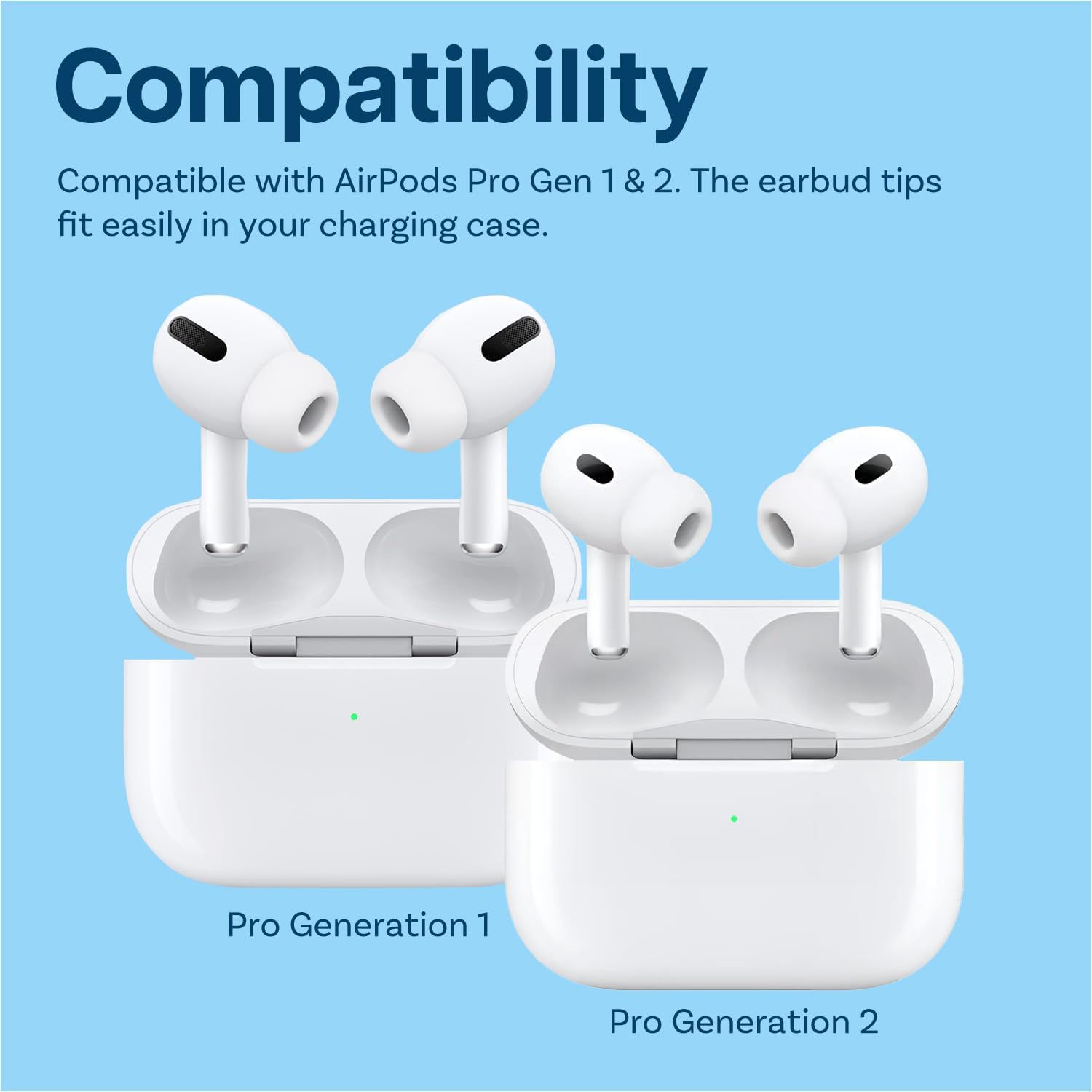 MMOBIEL AirPods Pro Gen 1 & 2 Silicone Ear Tips (2 Pairs) White