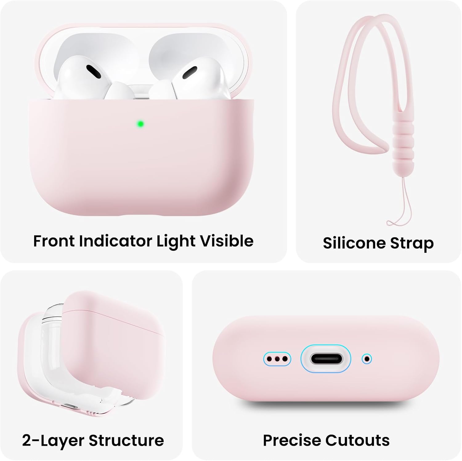 ORNARTO AirPods Pro 3 Protective Silicone Case, Front LED Visible