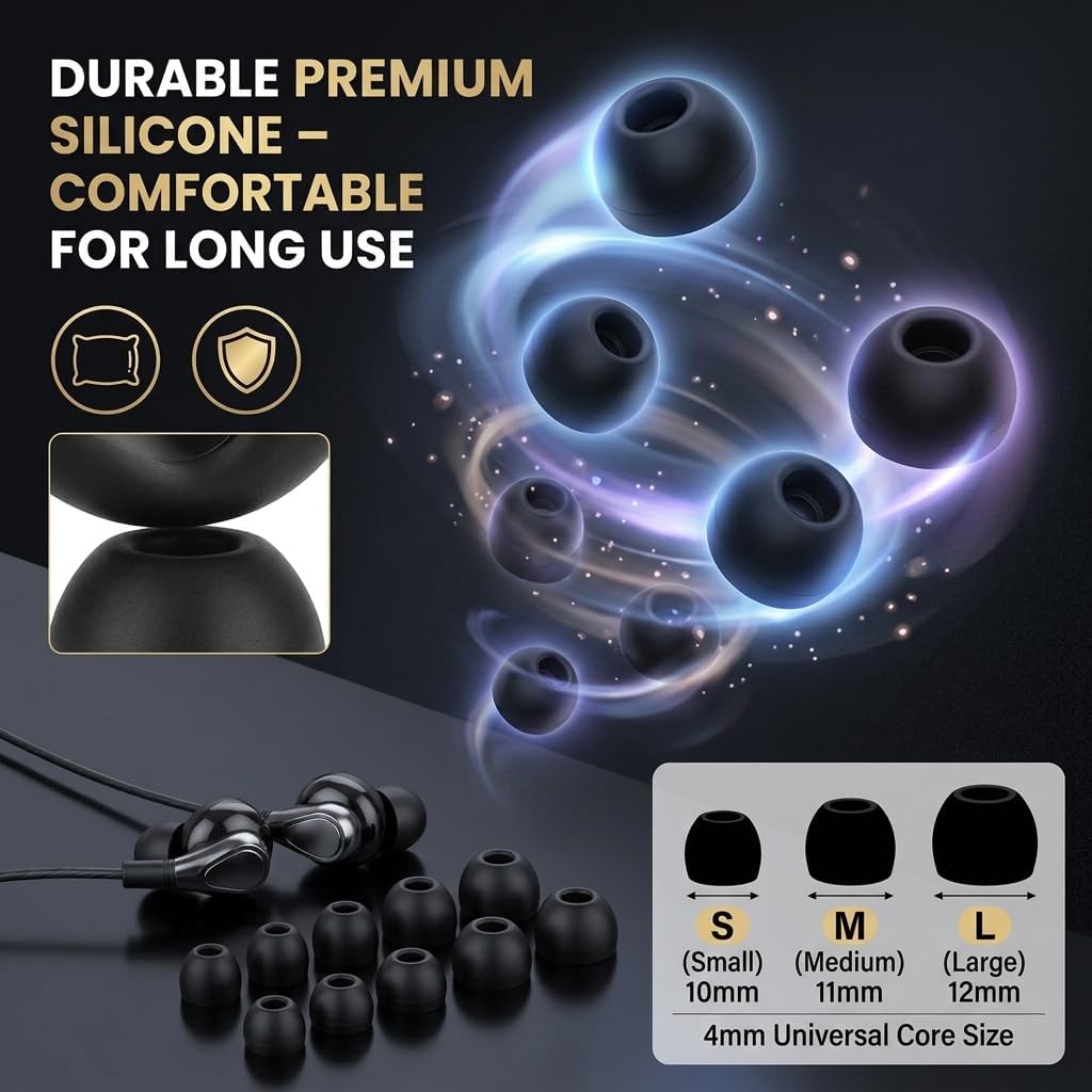 9 Pairs Silicone Replacement Earbud Tips S/M/L for In-Ear Headphones