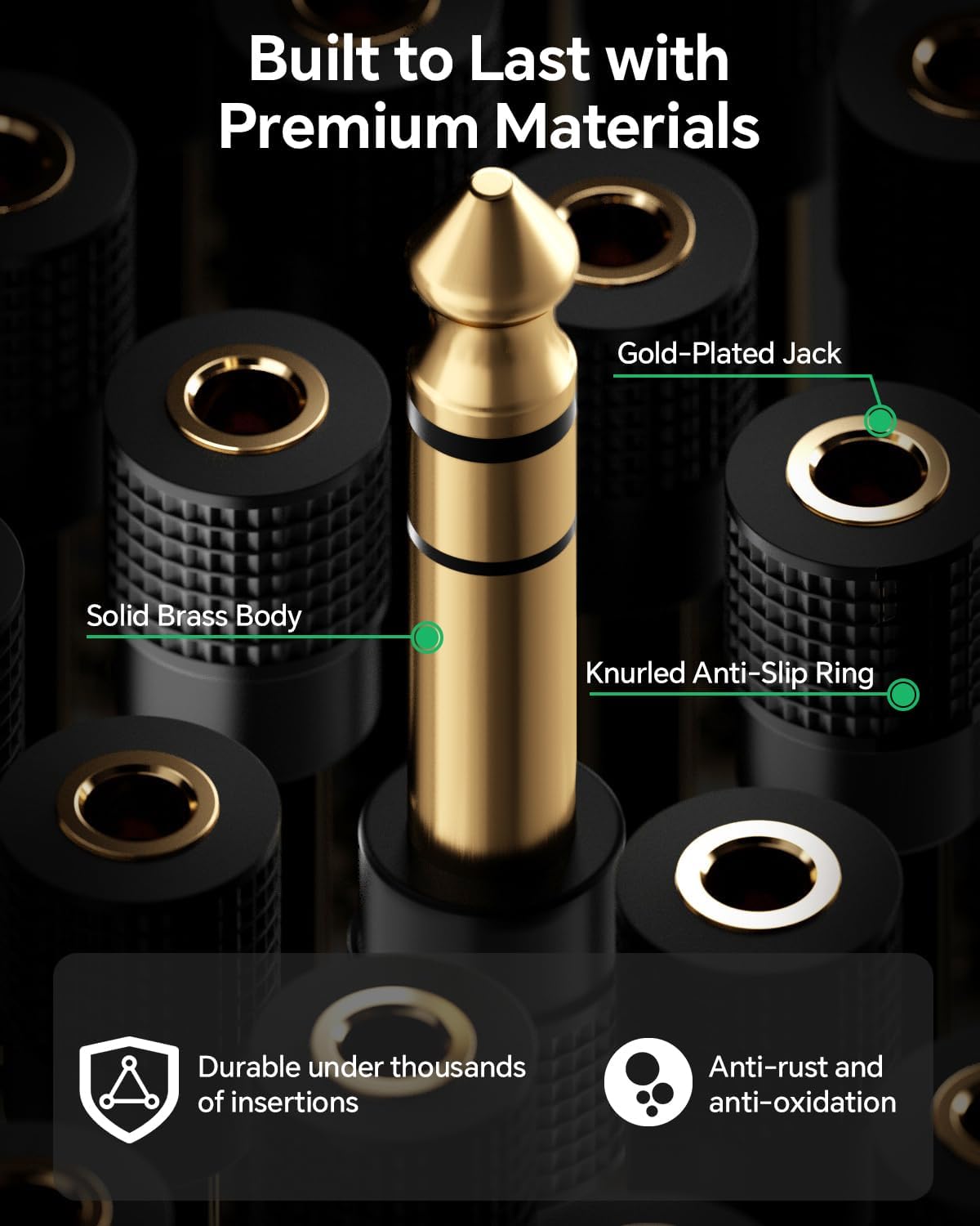 VCELINK 6.35mm Male to 3.5mm Female Audio Adapter Gold-Plated