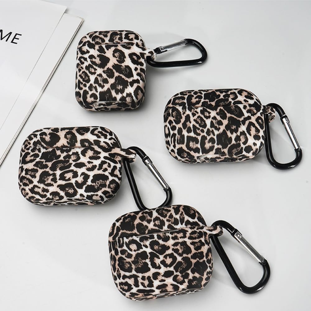 AirPods 4 Case 2024 Leopard Print Silicone Shockproof Cover Keychain