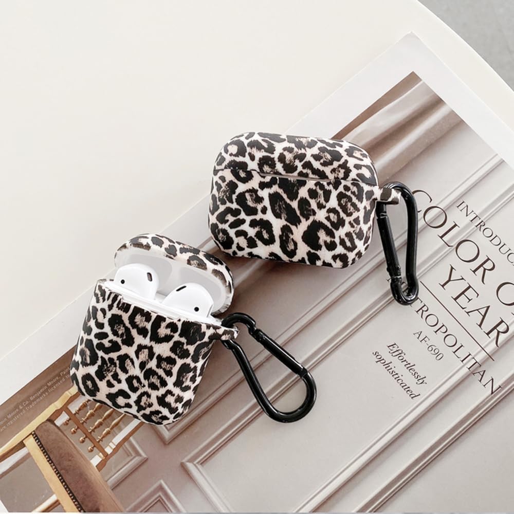 AirPods 4 Case 2024 Leopard Print Silicone Shockproof Cover Keychain