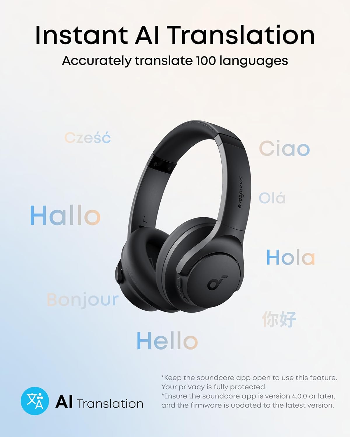 Soundcore Anker Q20i ANC Bluetooth Headphones, Hi-Res Audio, Deep Bass, 40H Playtime, Black