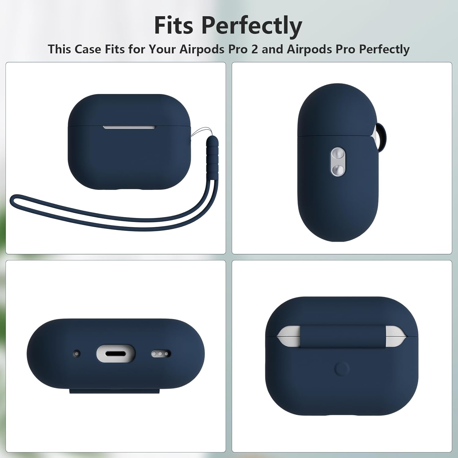 AirPods Pro 2 Case Cover, Soft Silicone Shockproof Case Midnight Blue