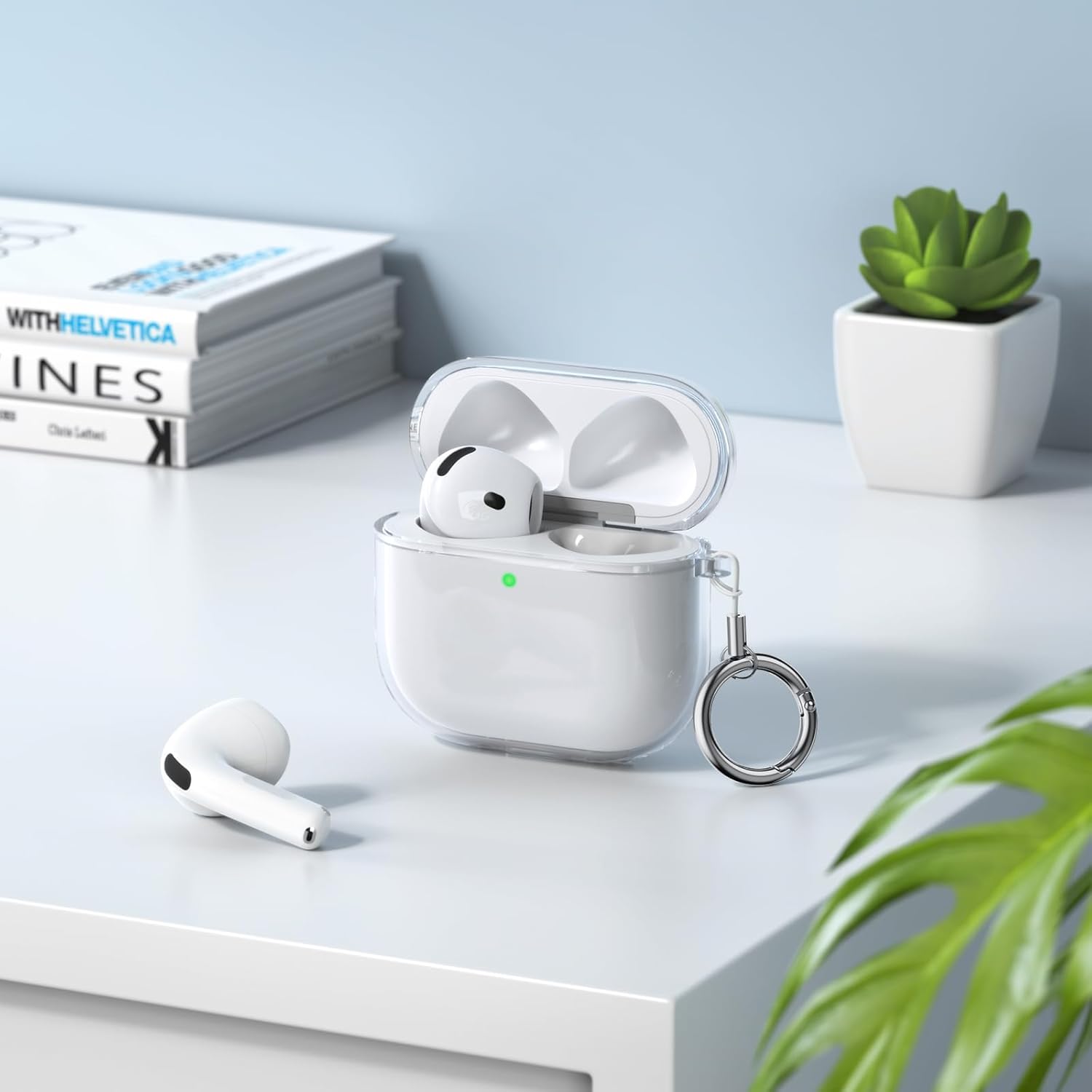 AirPods 4 Clear Silicone Case 2024 with Carabiner