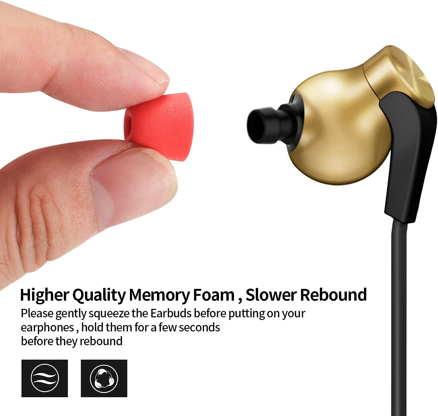 8 Pairs Memory Foam Earbud Tips 4 Colors Noise Isolation 4.5-5.5mm