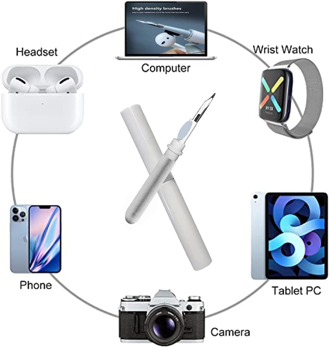 3-in-1 AirPods Cleaning Kit Brush Metal Tip Deep Earbud Cleaner Tool