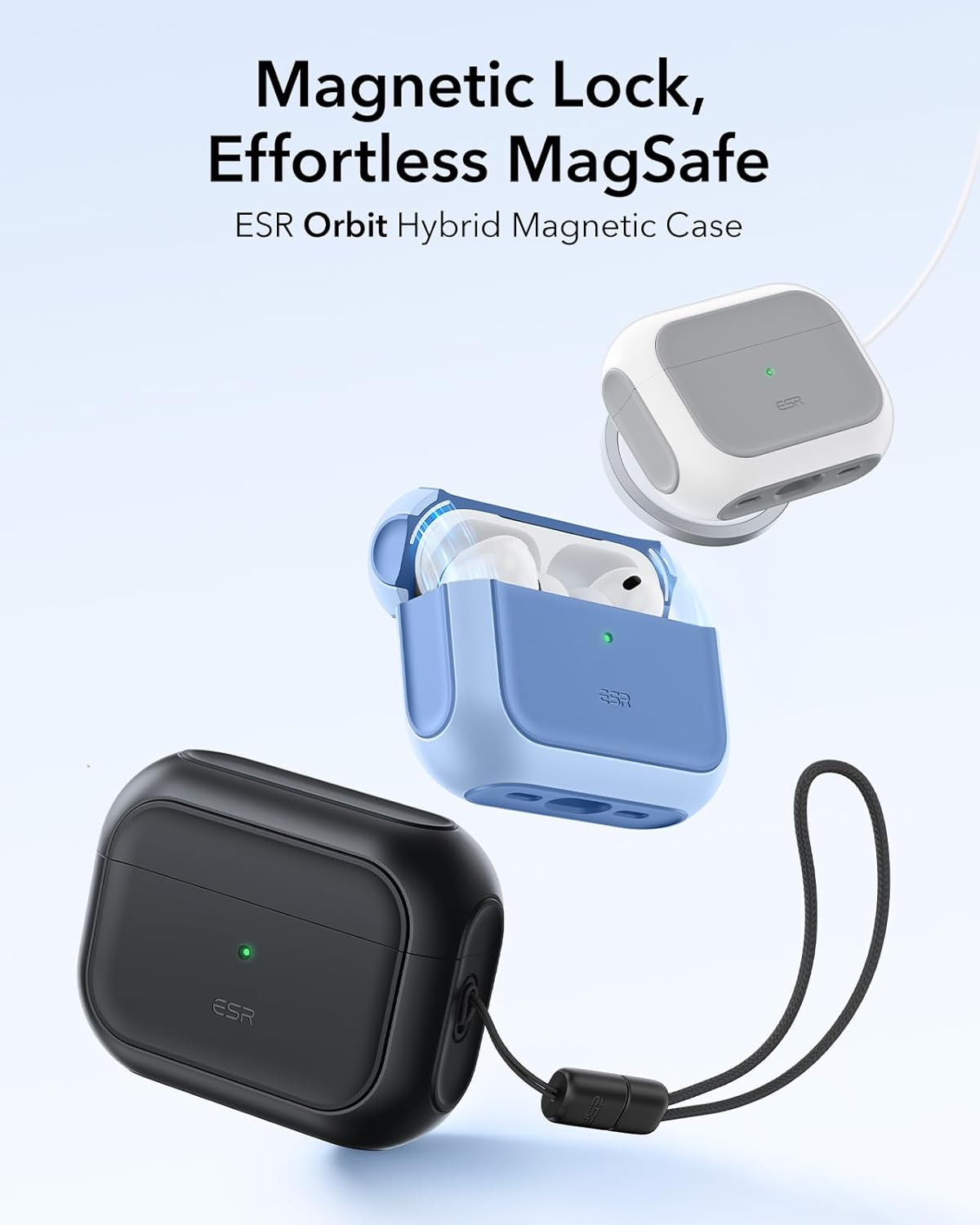 ESR AirPods Pro 3 Case 2025 with Lanyard, MagSafe Cover, Black