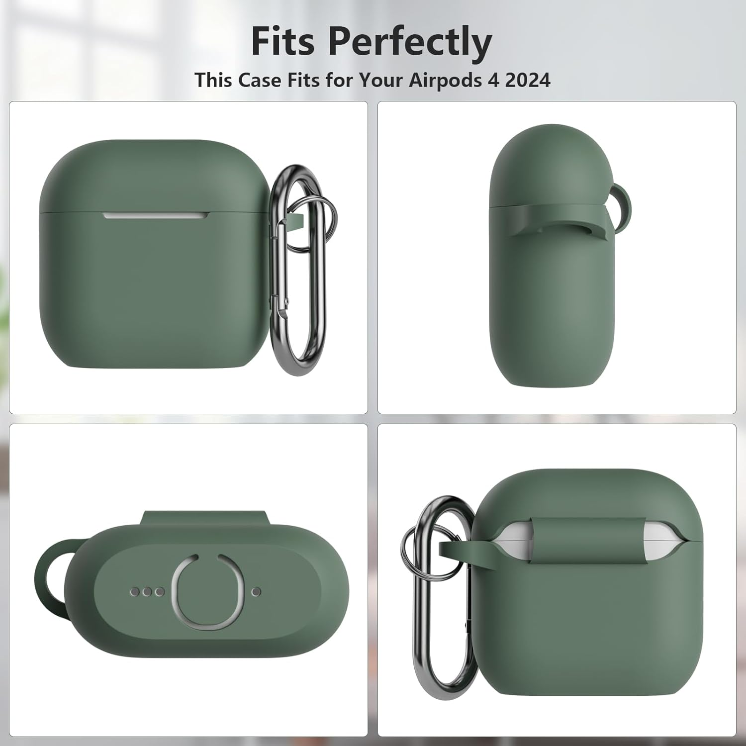AirPods 4 Case 2024 with Cleaner Kit, Shockproof Silicone Cover, Green