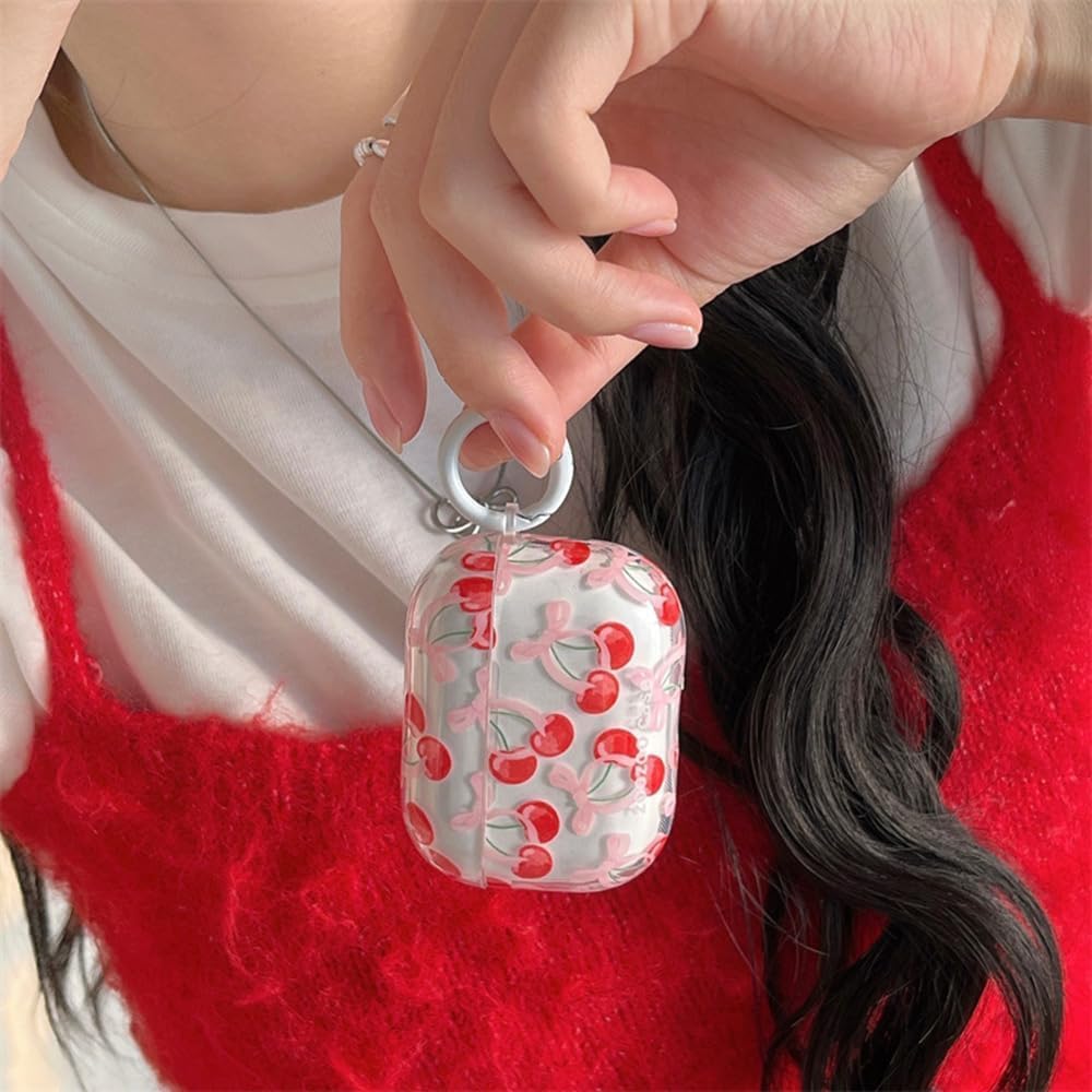 Cute Cherry Bow AirPods Pro 3 Case with Cleaner Kit Keychain Cover