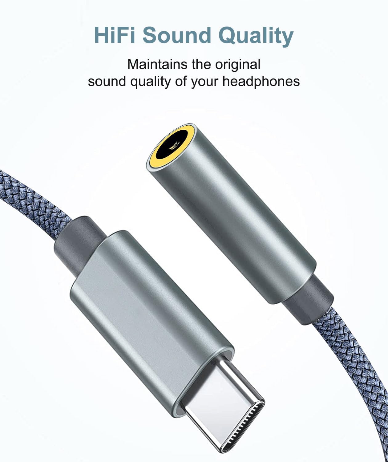 2 Pack USB-C to 3.5mm Headphone Adapter Nylon Aux Cable for Devices