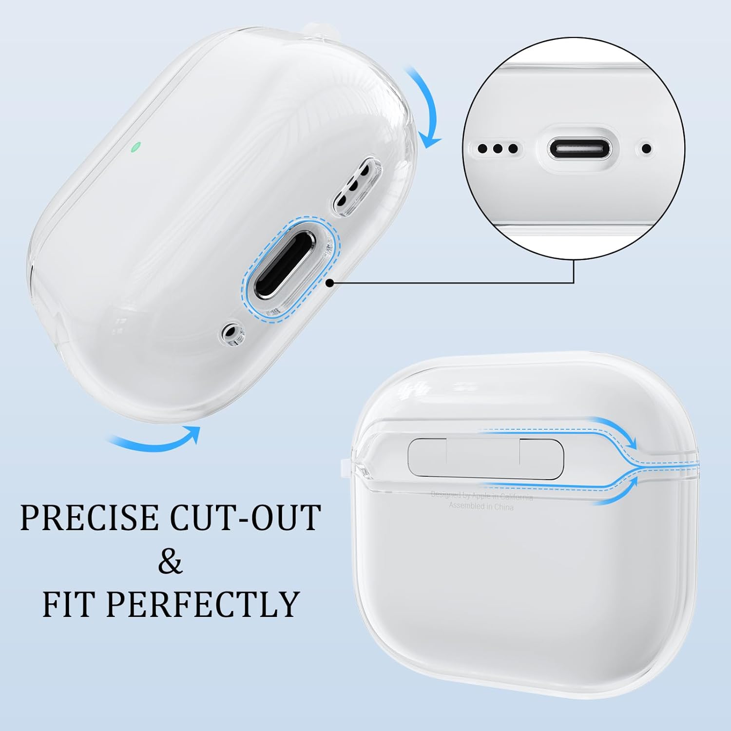 AirPods 4 Clear Silicone Case 2024 with Carabiner