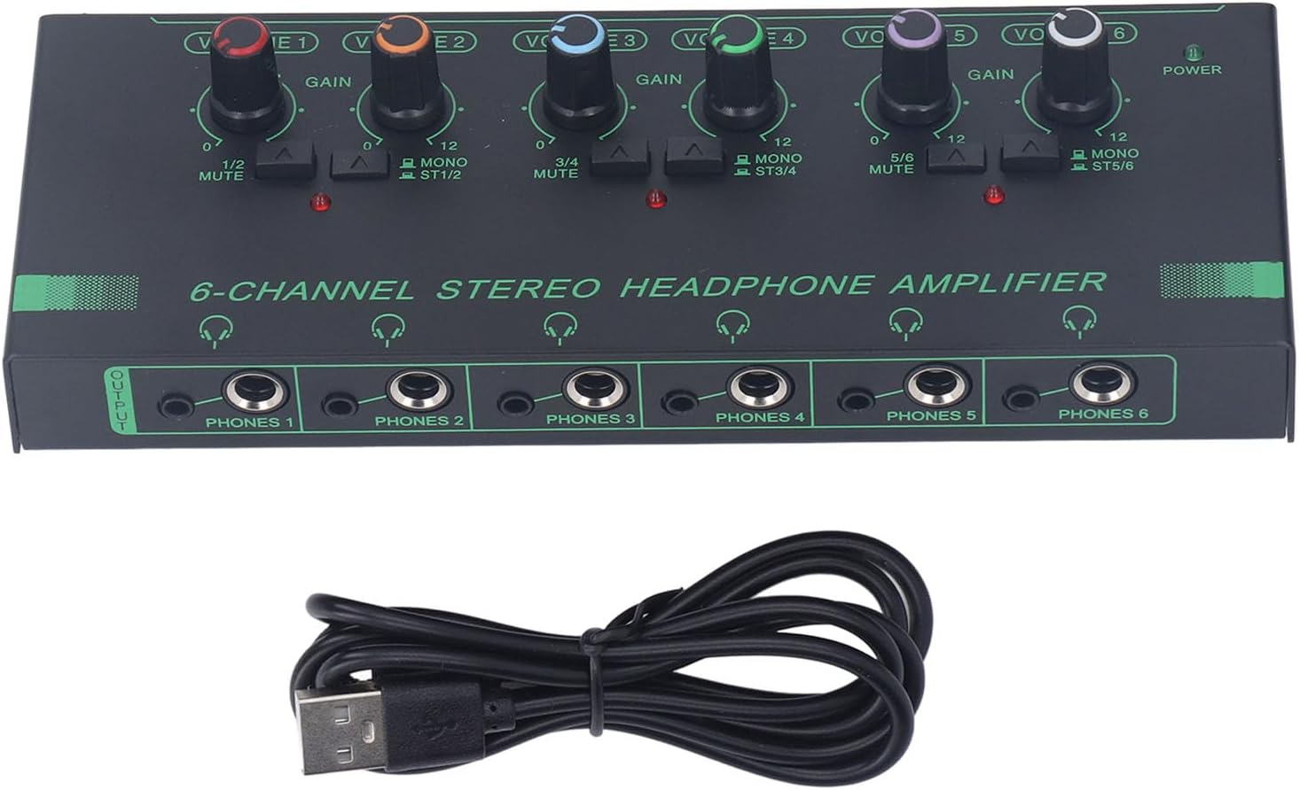 6-Channel Headphone Amplifier with 3.5mm & 6.35mm Jacks