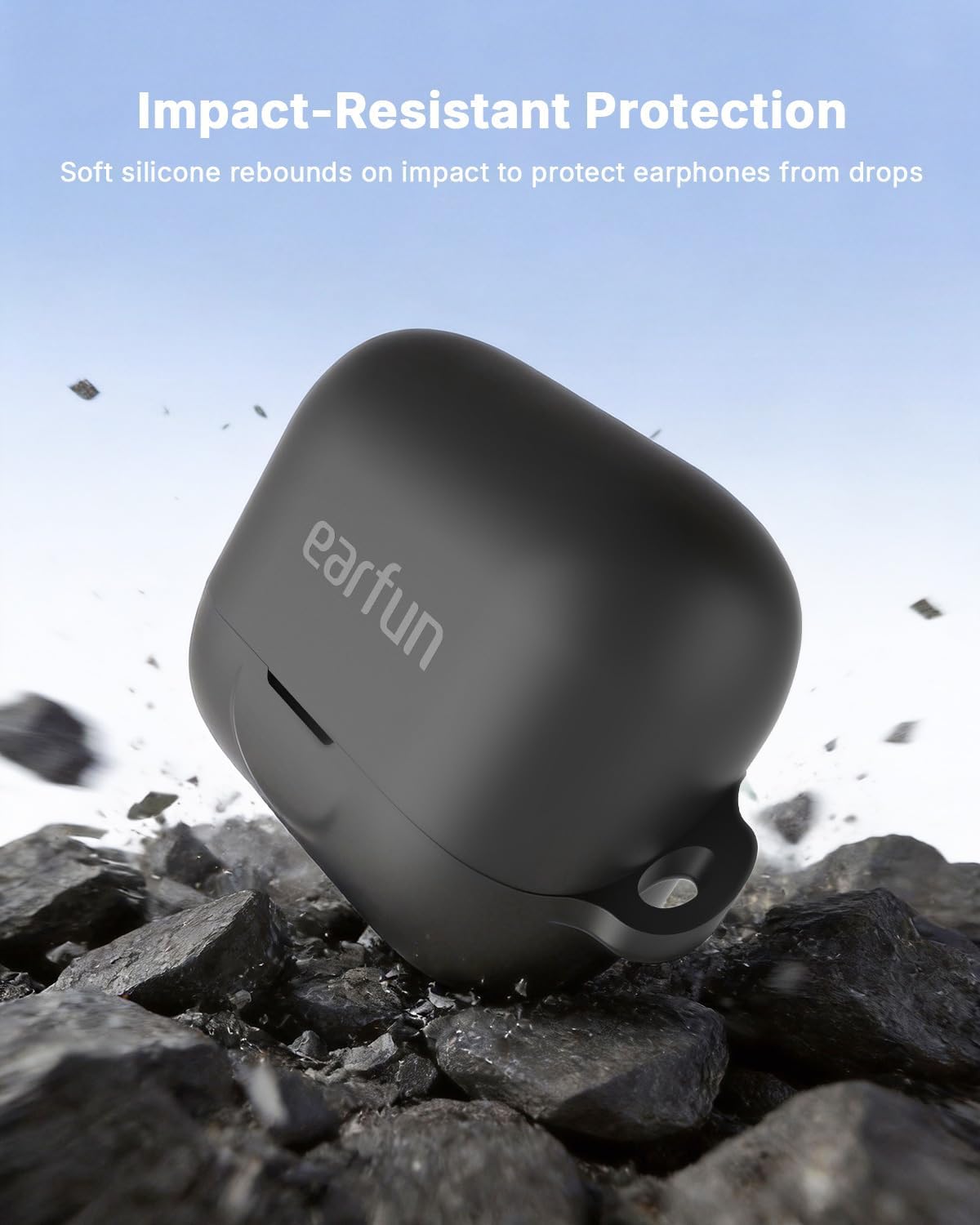 EarFun Pro 4+ Silicone Case with Carabiner & USB-C Dust Plug Black
