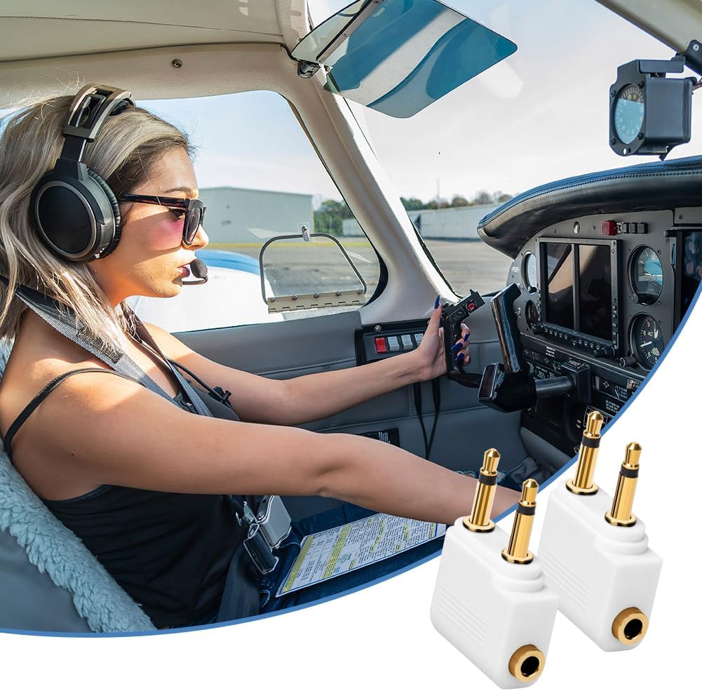 Airplane Headphone Adapter 5 Pack, Gold Plated 3.5mm Stereo Jack