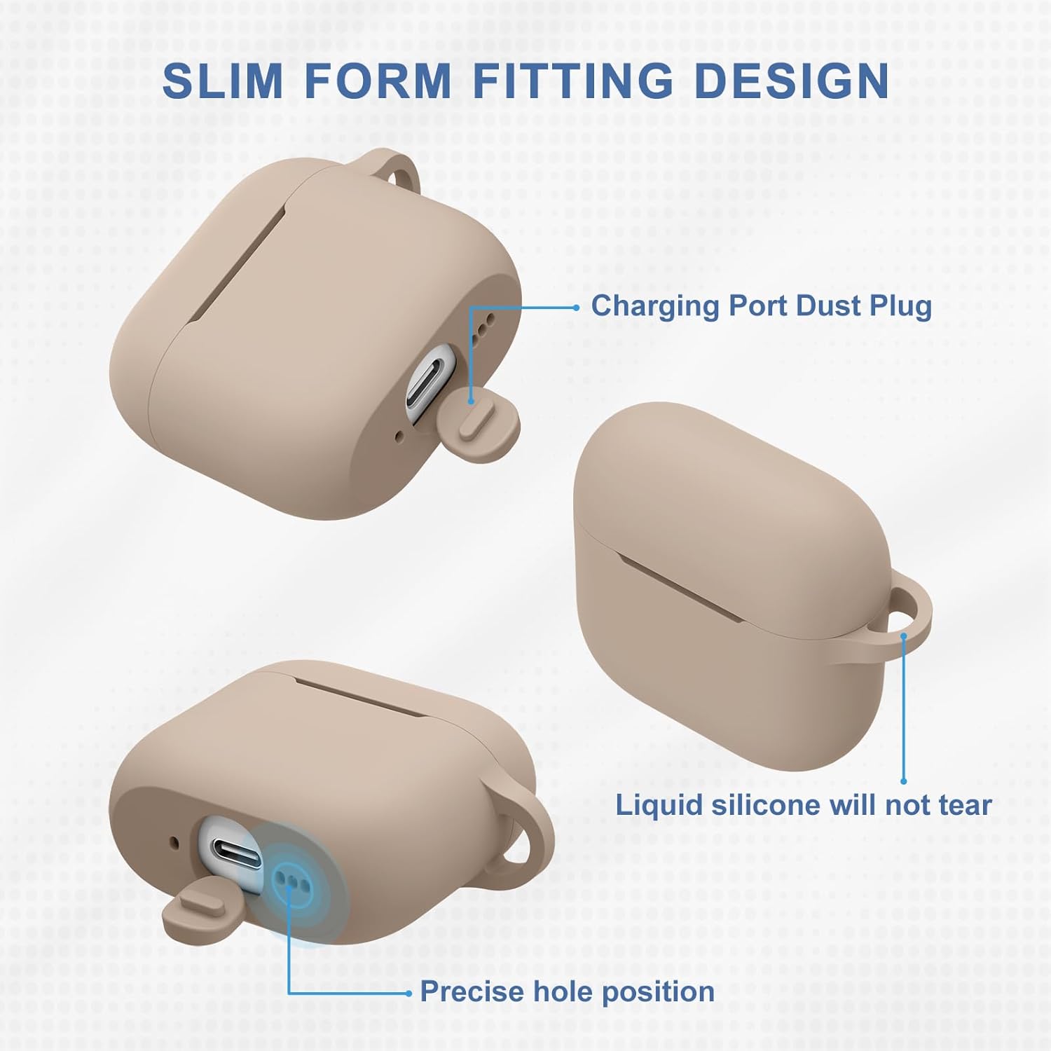 AirPods 4 Silicone Case 2024 with Carabiner Soft Protective Cover Milk Tea