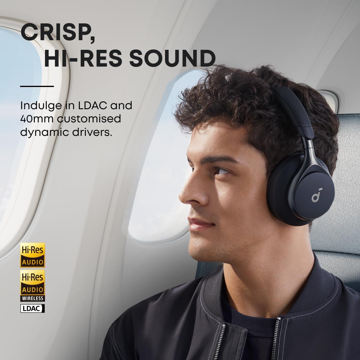 Adaptive ANC Wireless Headphones, 40H Playtime, Hi-Res LDAC Audio