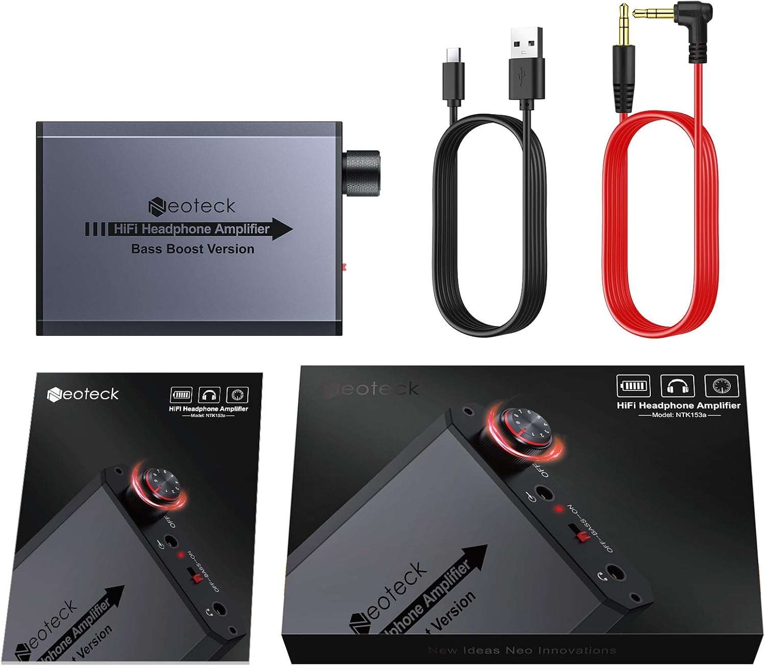 Neoteck Portable Headphone Amplifier 16–300Ω with Bass Boost