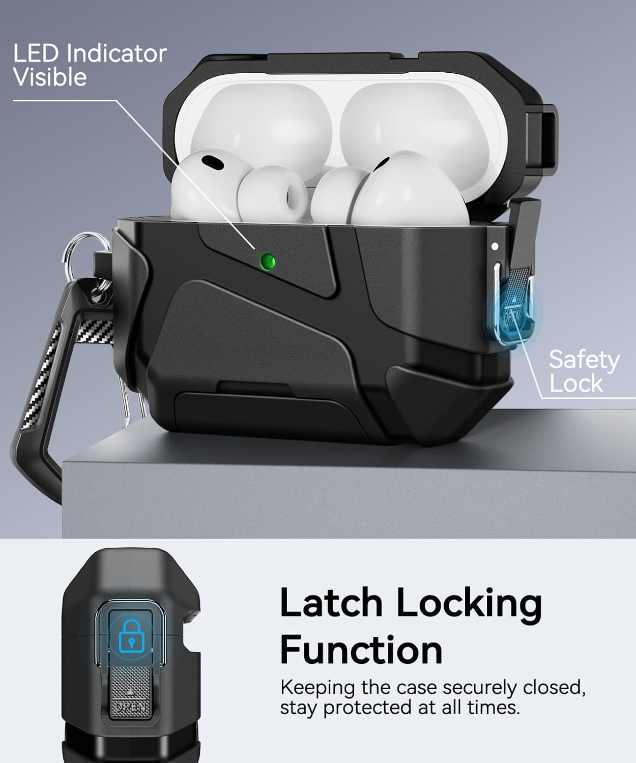AirPods Pro 3 Case 2025 Secure Lock with Stand, Cleaner & Keychain