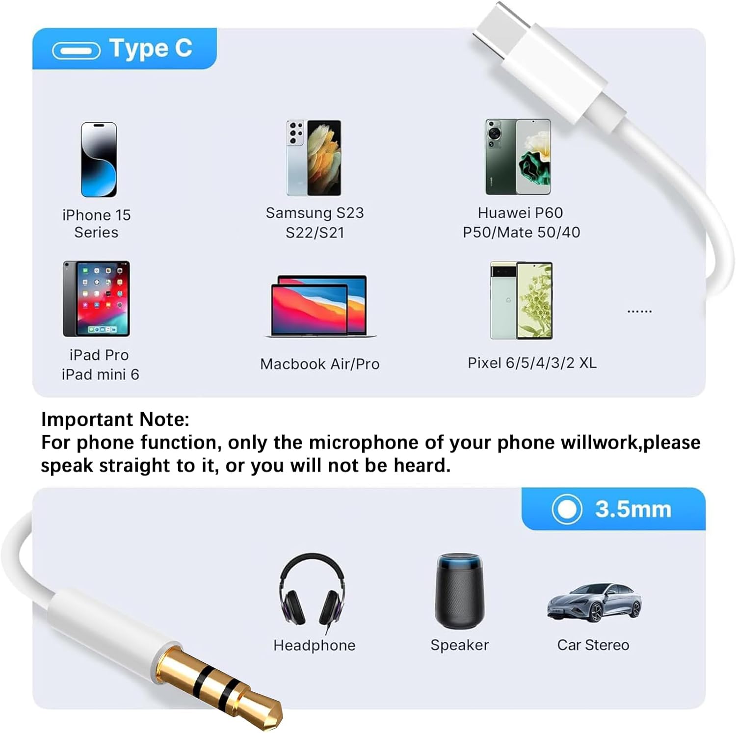 Avigers USB-C to 3.5mm AUX Audio Cable for iPhone 16/15 & Samsung – Hi-Fi Sound